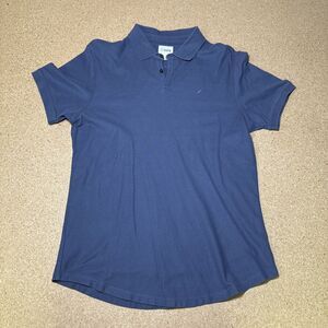 Men’s Size Large Cuts Clothing Curved Hem Fitted Blue Prestige Polo Shirt